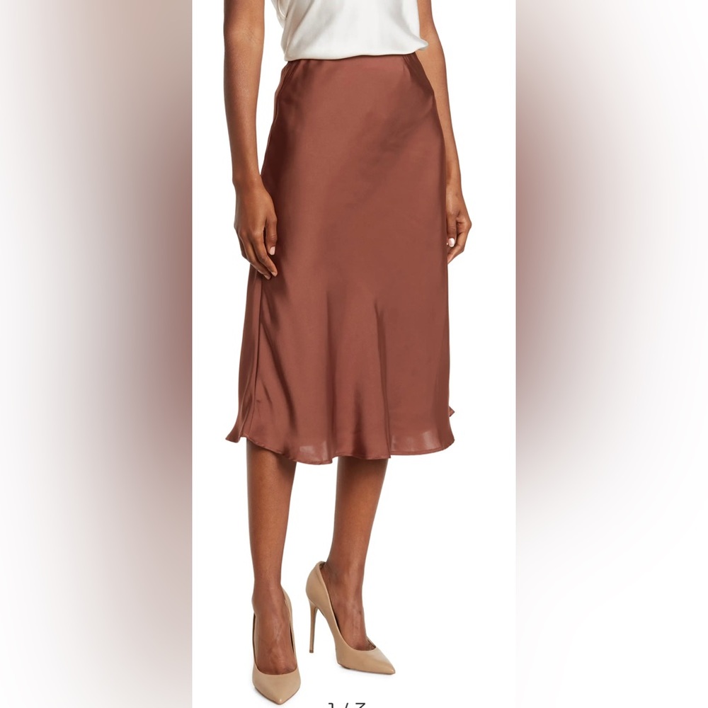 Nordstrom Rack Brown Essential Bias Cut A-Line Skirt Size 14 NWT